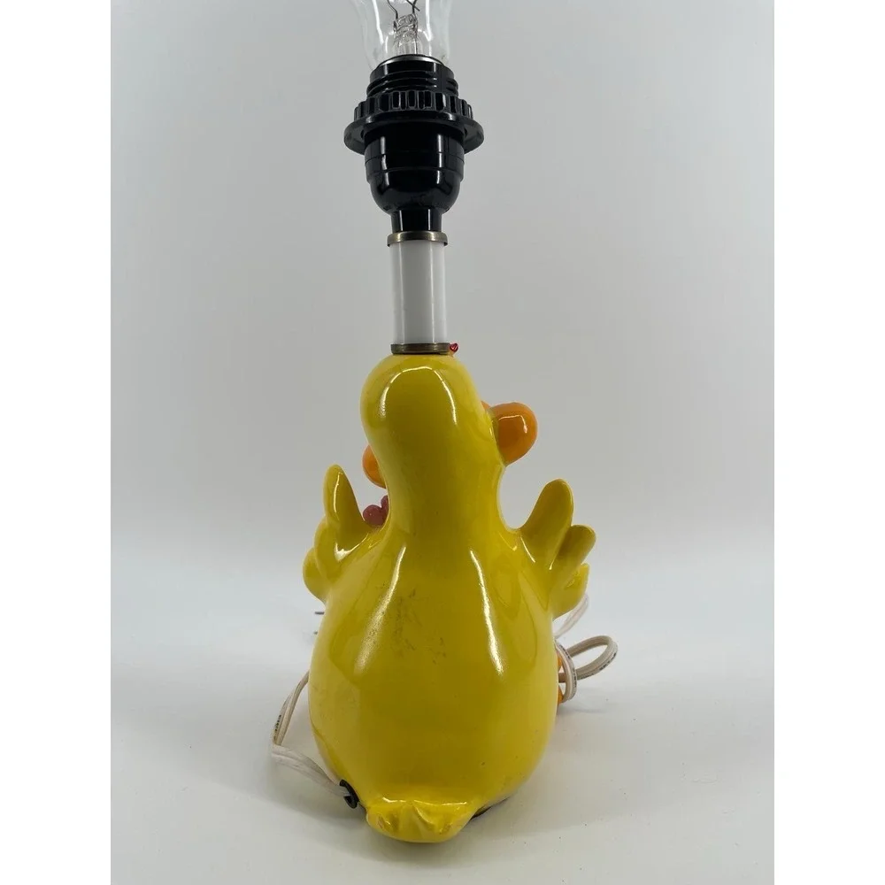 Vintage 1970s 1980s Yellow Duck Ceramic Table Lamp Nursery Decor 14